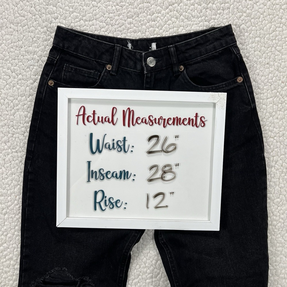 Zara Tapered Jeans Women's Size 26x28 Black Normcore Casual Everyday Distressed - Picture 10 of 10
